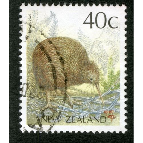 Timbre Oblitéré New Zealand, Brown Kiwi, 40 C