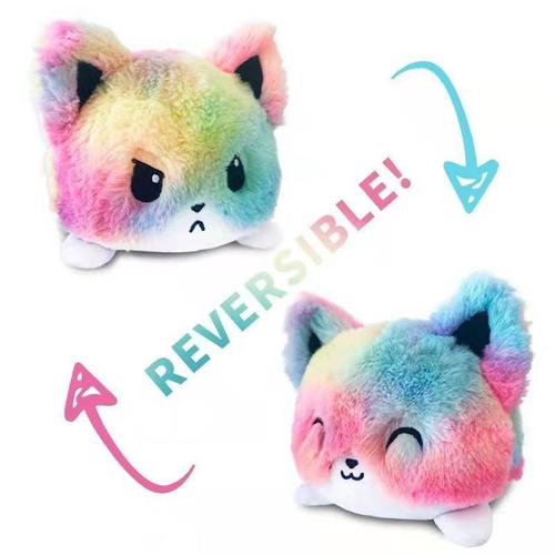 Arc-En-Ciel Chat Mignon Double Face Flip Chat En Peluche Couleur Flip Chat Licorne Flip Tortue Bonbon