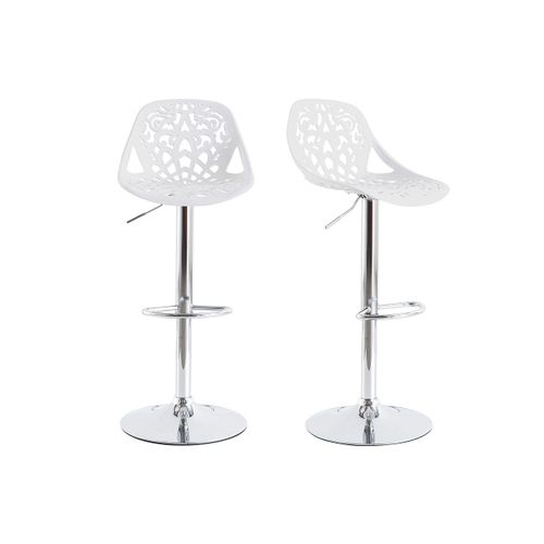 Tabourets De Bar Design Avec Motif Baroque Blanc (Lot De 2) Barocca