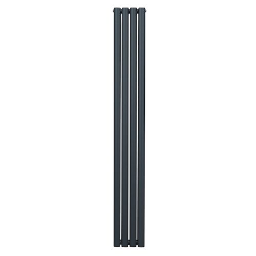 Radiateur à Colonne Ovale 1800mm x 240mm, Chauffage Moderne Vertical à Tube Ovale en Acier au Carbone Gris Anthracite Mat, Cuisine Salon Salle de Bain [Brosse, Attaches Murales & Supports INCLUS]