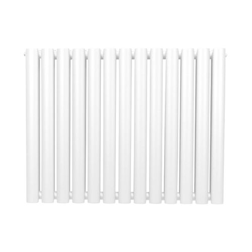 Radiateur à Colonne Ovale 600mm x 780mm, Chauffage Moderne Horizontal à Tube Ovale en Acier au Carbone Blanc Brillant, Cuisine Salon Salle de Bain [Brosse, Attaches Murales & Supports INCLUS]