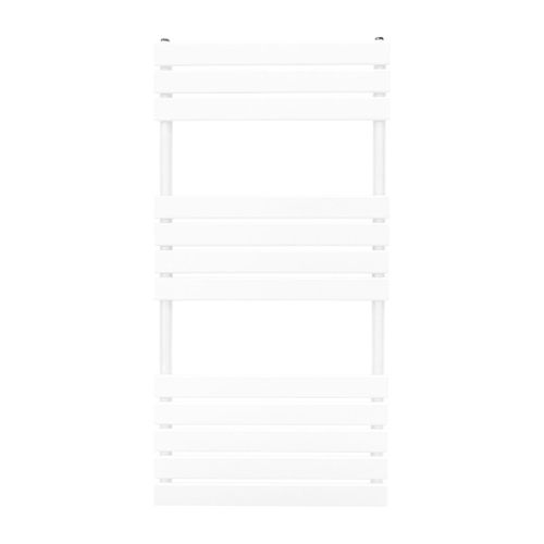 Radiateur Sèche-Serviettes à Panneau Plat 1200mm x 600mm, Chauffage Mural Salle de Bain Moderne Eau Chaude, Acier au Carbone Blanc Brillant [Brosse, Attaches & Supports INCLUS]