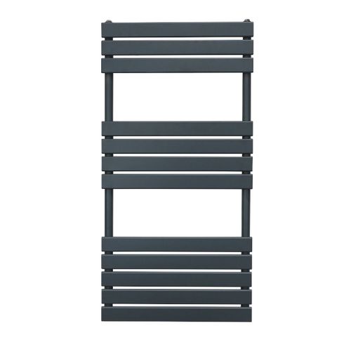 Radiateur Sèche-Serviettes à Panneau Plat 1200mm x 600mm, Chauffage Mural Salle de Bain Moderne Eau Chaude, Acier au Carbone Gris Anthracite Mat [Brosse, Attaches & Supports INCLUS]