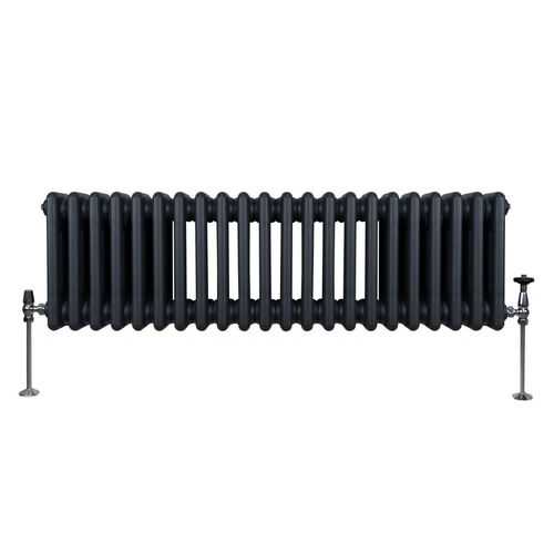 Radiateur Traditionnel à Triple Colonne 300 x 1012 mm, Chauffage Moderne Horizontal en Acier au Carbone Gris Anthracite Mat, Cuisine Salon Salle de Bain [Brosse, Attaches Murales & Supports INCLUS]