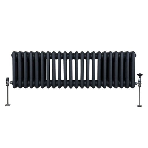 Radiateur Traditionnel à Triple Colonne 300 x 1012 mm, Chauffage Moderne Horizontal en Acier au Carbone Gris Anthracite Mat, Cuisine Salon Salle de Bain [Brosse, Attaches Murales & Supports INCLUS]