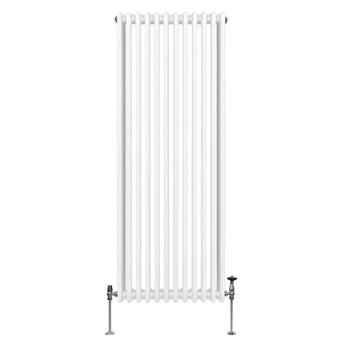 Radiateur Traditionnel à Triple Colonne 1800 x 562 mm, Chauffage Moderne Vertical en Acier au Carbone Blanc Brillant, Cuisine Salon Salle de Bain [Brosse, Attaches Murales & Supports INCLUS]