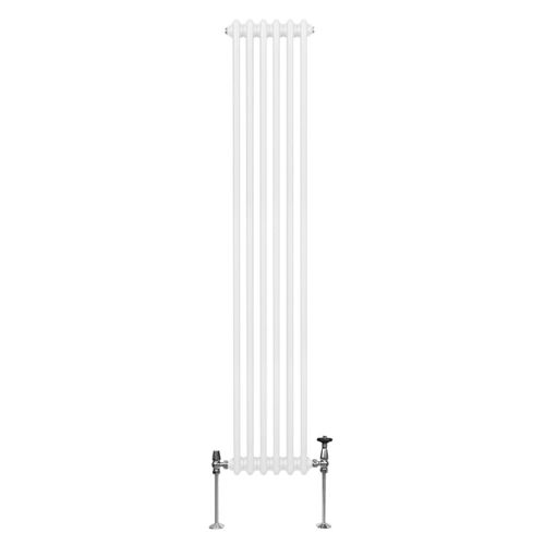 Radiateur Traditionnel à Triple Colonne 1800 x 292 mm, Chauffage Moderne Vertical en Acier au Carbone Blanc Brillant, Cuisine Salon Salle de Bain [Brosse, Attaches Murales & Supports INCLUS]