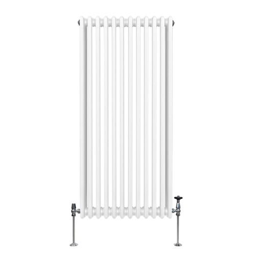 Radiateur Traditionnel à Triple Colonne 1500 x 562 mm, Chauffage Moderne Vertical en Acier au Carbone Blanc Brillant, Cuisine Salon Salle de Bain [Brosse, Attaches Murales & Supports INCLUS]
