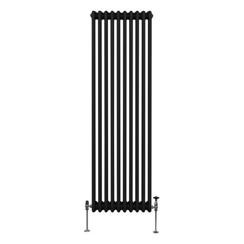 Radiateur Traditionnel à Triple Colonne 1800 x 472 mm, Chauffage Moderne Vertical en Acier au Carbone Noir Mat, Cuisine Salon Salle de Bain [Brosse, Attaches Murales & Supports INCLUS]