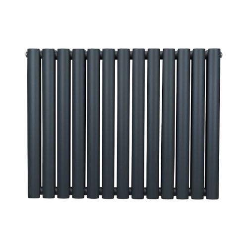 Radiateur à Colonne Ovale 600mm x 780mm, Chauffage Moderne Horizontal à Tube Ovale en Acier au Carbone Gris Anthracite Mat, Cuisine Salon Salle de Bain [Brosse, Attaches Murales & Supports INCLUS]