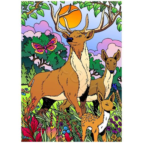 Tableau Velours Le Cerf Et Le Faon Sericolor