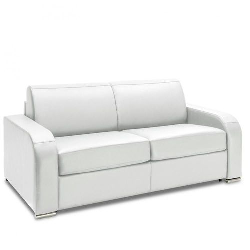 Canapé Express 140 Cm Sofia Edition Cuir Et Pu Cayenne Blanc Matelas 16 Cm