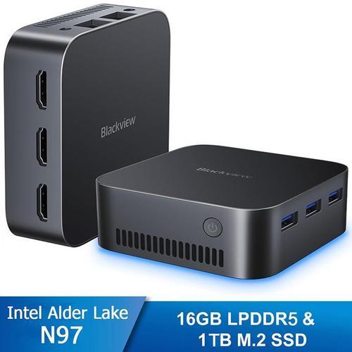 Mini PC Blackview MP80 16 Go DDR5 1 To SSD, Intel Alder Lake N97 3.60 GHz,Windows 11, 2.4+5G WiFi - Noir