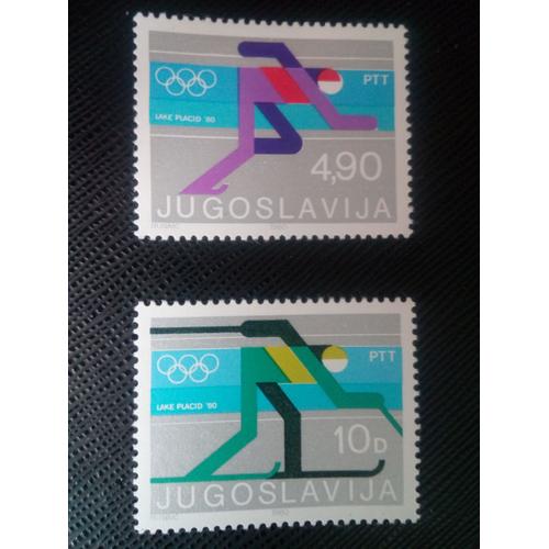 Timbre Yougoslavie Y T 1704 / 1705 Jeux Olympiques D'hiver 1980 - Lake Placid 1980 ( 040608 )