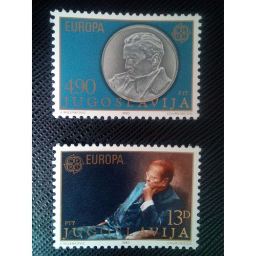 Timbre Yougoslavie Y T 1711 / 1712 Séries : Europa (C.E.P.T.) 1980 - Personnages Célèbres 1980 ( 040608 )
