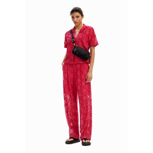 Pantalon Tailleur Dentelle Fleurie