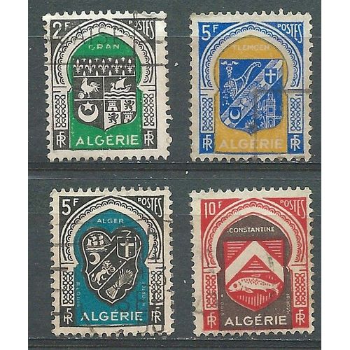 Armoiries D'algérie, Villes D'oran, Tlemcen, Alger Et Constantine Années 40 Oblitérés