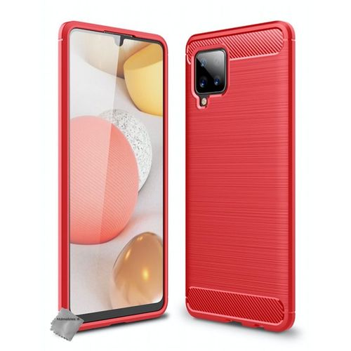 Housse Etui Coque Silicone Gel Carbone Pour Samsung Galaxy A42 5g + Film Ecran - Rouge