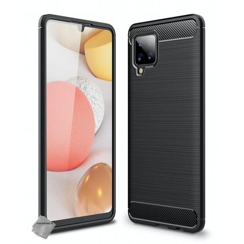 Housse Etui Coque Silicone Gel Carbone Pour Samsung Galaxy A42 5g + Verre Trempe - Noir