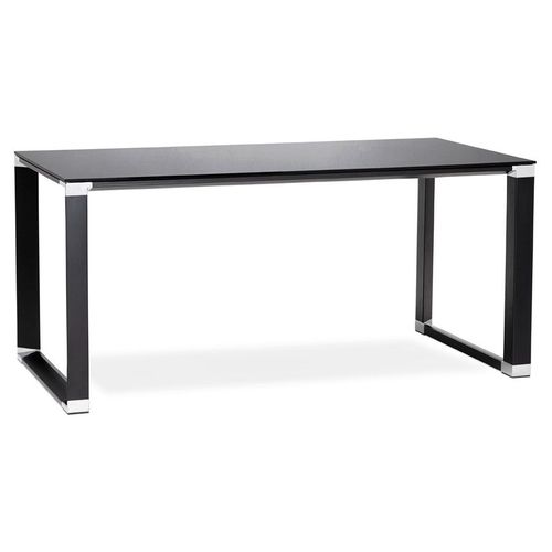 Bureau De Direction Droit Design 'xline' En Verre Noir - 160x80 Cm