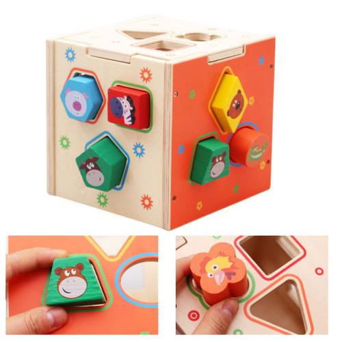 KESOTO Maxi Cube Multi-activités Maison Bloc Multi en Bois Classique Trieur de Forme Enfant Intelligence Cognitive Education 