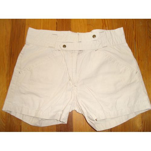 Short Toile Coton Beige Écru 8/10 Ans