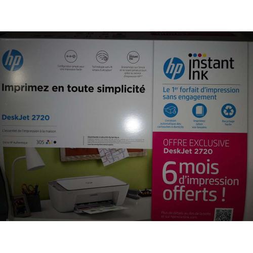 Imprimante tout-en-un HP DeskJet 2720 + 6 Mois Forfait d'Impression