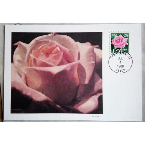 Etats-Unis Usa1988 Carte 1er Jour Avec Un Timbre Fleur Rose