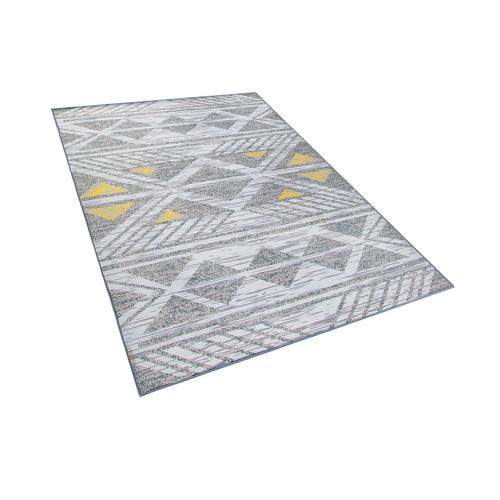 Tapis 200 X 140 Cm Gris Et Jaune Kargi