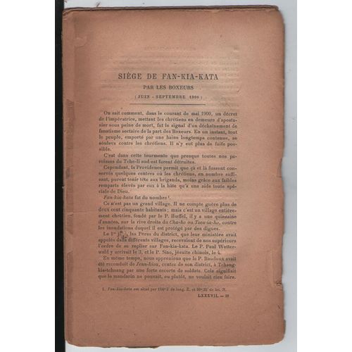 Siege De Fan Kia Kata Par Les Boxeurs, La Lois Waldeck Et Le Droit D'association; Monsieur De Ketteler, Bonald, Java... Revue De La Compagnie De Jésus 1900