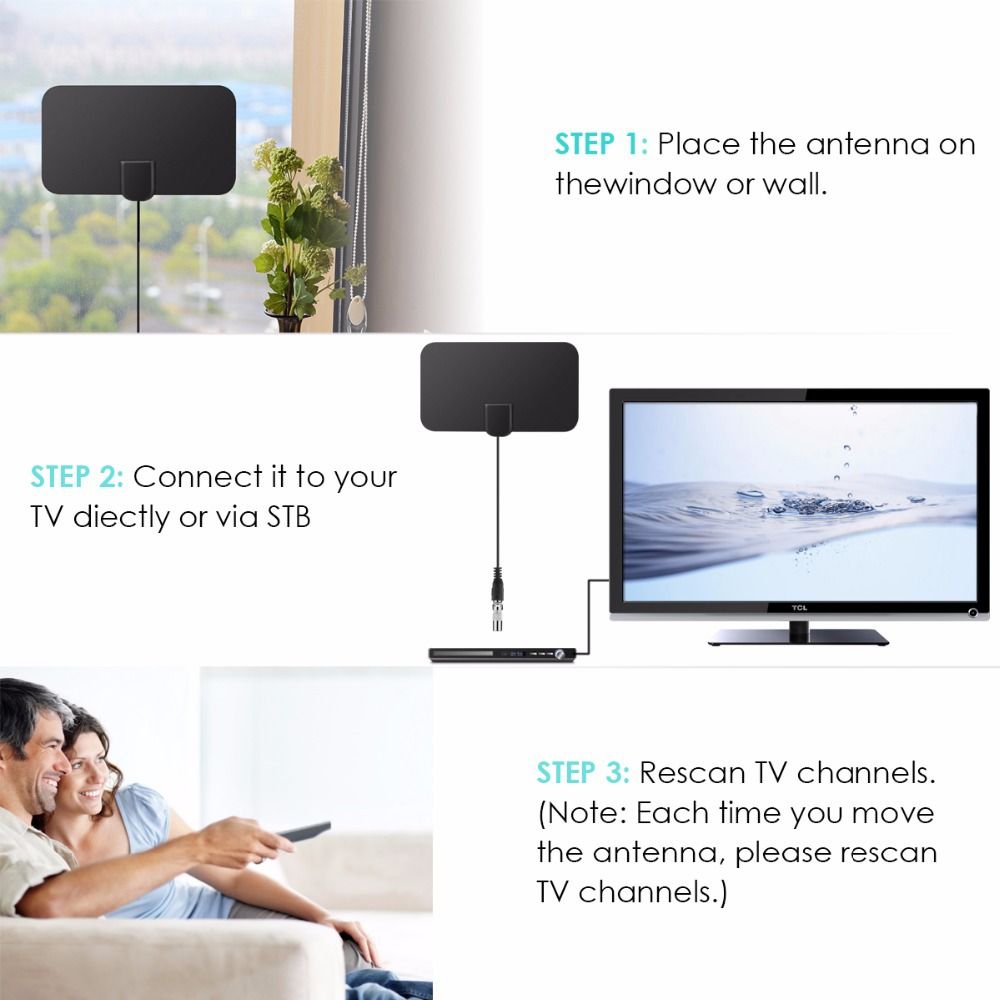 Mini antenne de t�l�vision num�rique HD d'int�rieur, DVB-T2 - 3