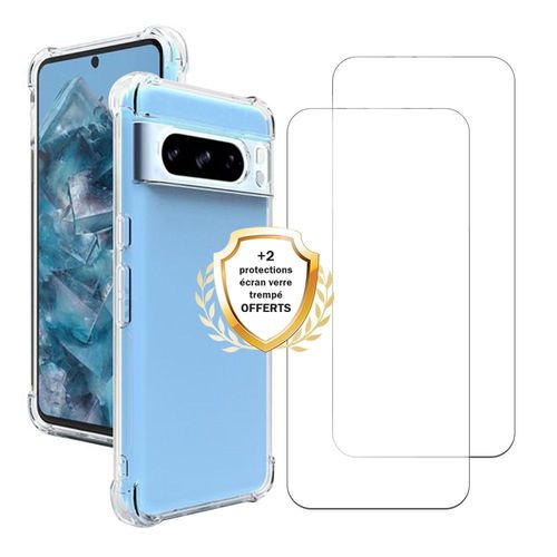 Coque Google Pixel 8 Pro Antichoc Coins Renforcés Silicone + 2 Vitres En Verre Trempé Protection Écran Evetane