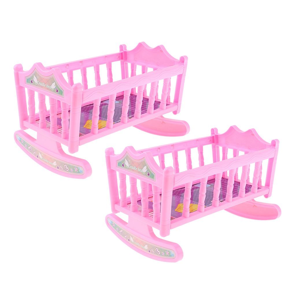 Mini Berceau En Plastique Pour cm Poupees Chambre De Bebe Fournitures Decor Rose Rakuten