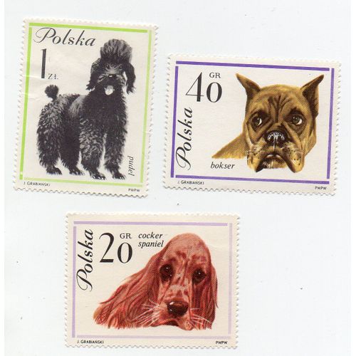 Pologne- Lot De 3 Timbres Neufs Sans Gomme- Chiens