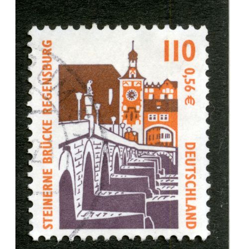 Timbre Oblitéré Deutschland, Steinerne Brucke Regensbrug, 110, 0.56 E