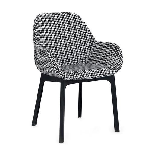 Kartell Fauteuil Clap Pied De Poule (Base Noire, Assise Noir - Tissu Et Technopolymère Thermoplastique)