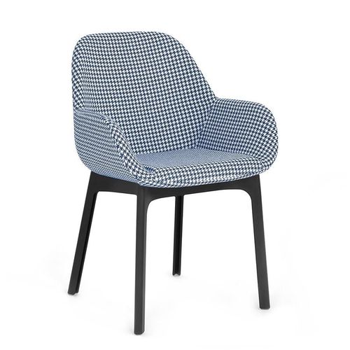 Kartell Fauteuil Clap Pied De Poule (Base Nera, Siège Bleu - Tissu Et Technopolymère Thermoplastique)