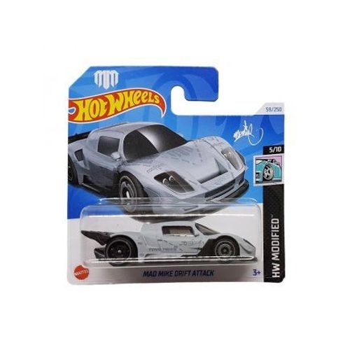 Vehicule Mad Mike Drift Attack 1:64 - Pour Hot Wheels Circuit, Piste - Petite Voiture Miniature, Metal - Set Jouet Collector + Carte