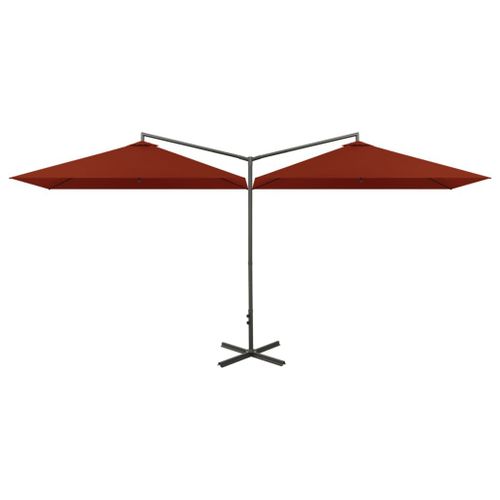 Parasol Double Avec Mât En Acier Terre Cuite 600 X 300 Cm Helloshop26 02_0008436