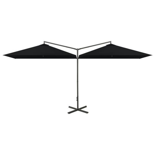 Parasol Double Avec Mât En Acier Noir 600 X 300 Cm Helloshop26 02_0008428
