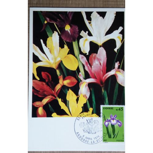 Andorre 1974 Carte 1er Jour Un Timbre Fleur Iris