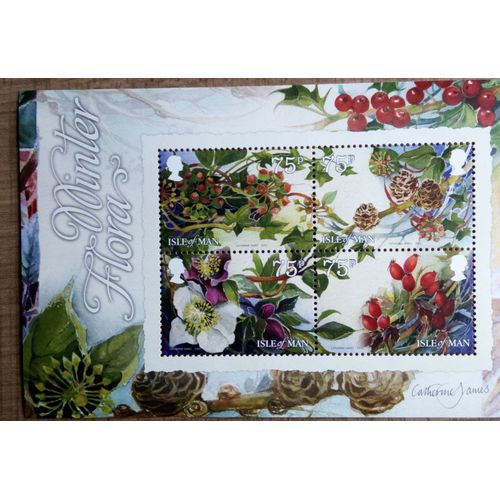Ile De Man 2014 Bloc De 4 Timbres Fleurs D'hiver Neuf