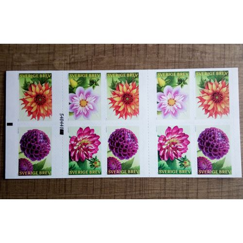 Norvège 2013 Carnet Non Plié De 10 Timbres Autocollants Fleurs Dalhias 4 Types Neufs