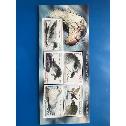 Bloc Feuillet 5 Timbres Yvert Et Tellier Bf 22 - Terres Australes Et Antarctiques Françaises - Année 2009- Gomme Intacte - Pétrel Soyeux, De Wilson, Gris, Plongeur, Des Neiges