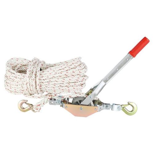Treuil Manuel à Cliquet-VEVOR-Charge 0,75T Corde30,48m Diamètre15mm-2 Crochets Outil d'Extraction Robuste-Déplacer des Bateaux