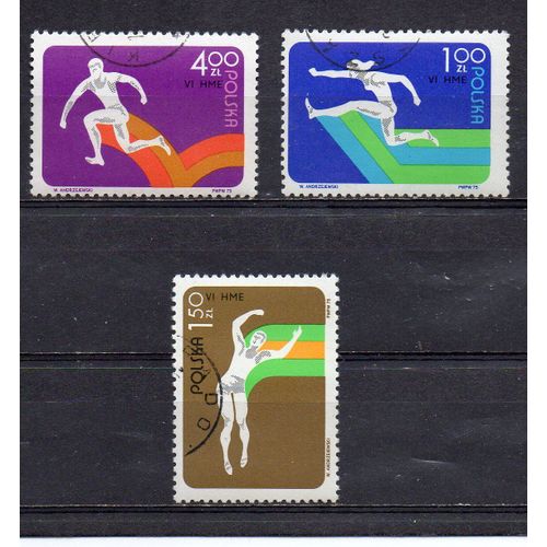 Pologne- Série De 3 Timbres Oblitérés - Athlétisme