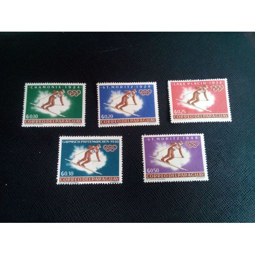 Timbre Paraguay Yt 719 A 723 Série -Jeux Olympiques 1963 ( 020105 )