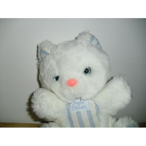 Peluche Chat Tartine Et Chocolat Bleu Et Blanc