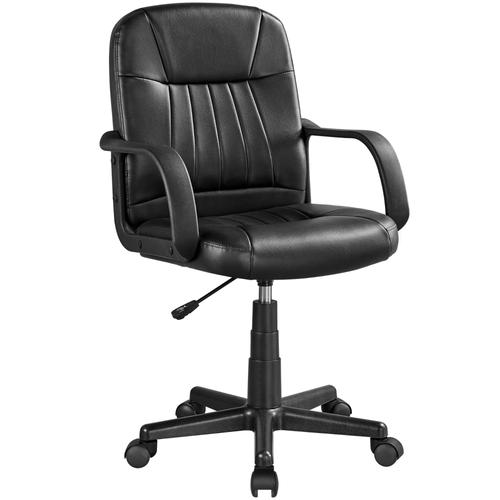 Yaheetech Chaise De Bureau Pivotante Fauteuil De Bureau Similicuir Hauteur R¿¿Glable Assise Rembourr¿¿E ¿¿ Roulettes Noir