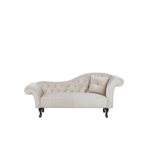 Chaise Longue Côté Droit En Velours Beige Lattes